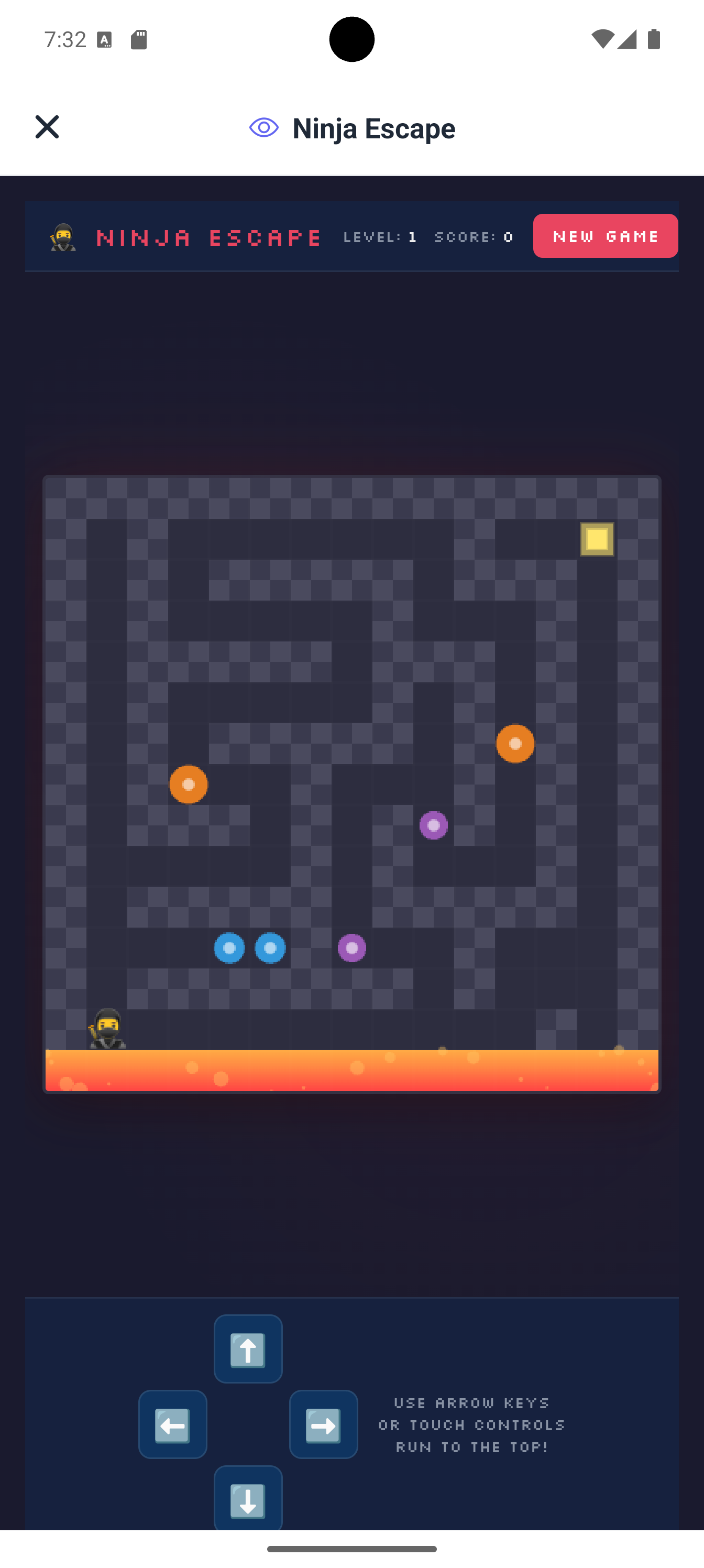 Ninja Escape maze arcade game built with Neyse