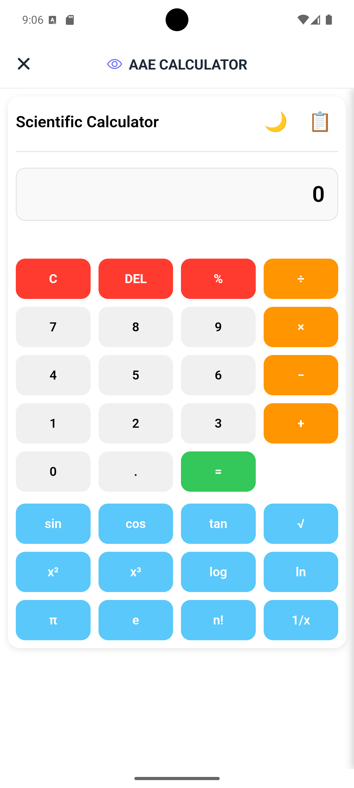 Scientific calculator app built with Neyse AI