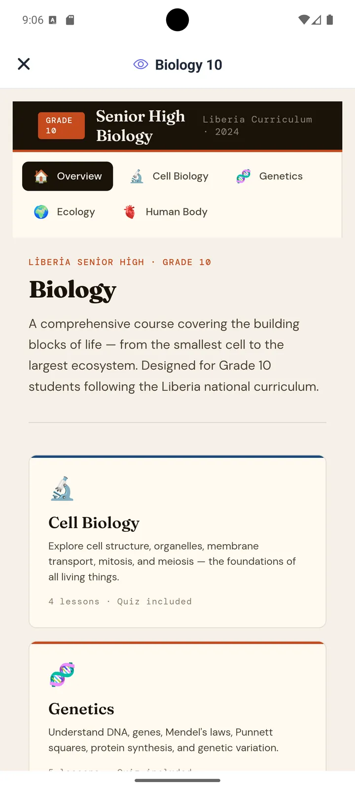 Grade 10 biology study app made with Neyse